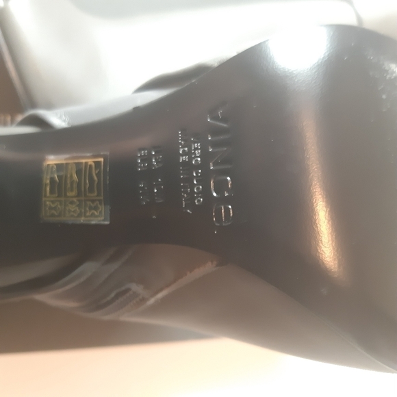 Vince Leather Block Heel Peep Toe Ankle Booties Sz-10 - Picture 10 of 15